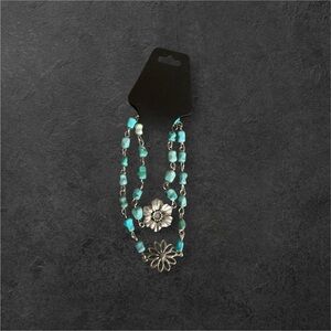Turquoise and Silver Floral Bracelet and Anklet